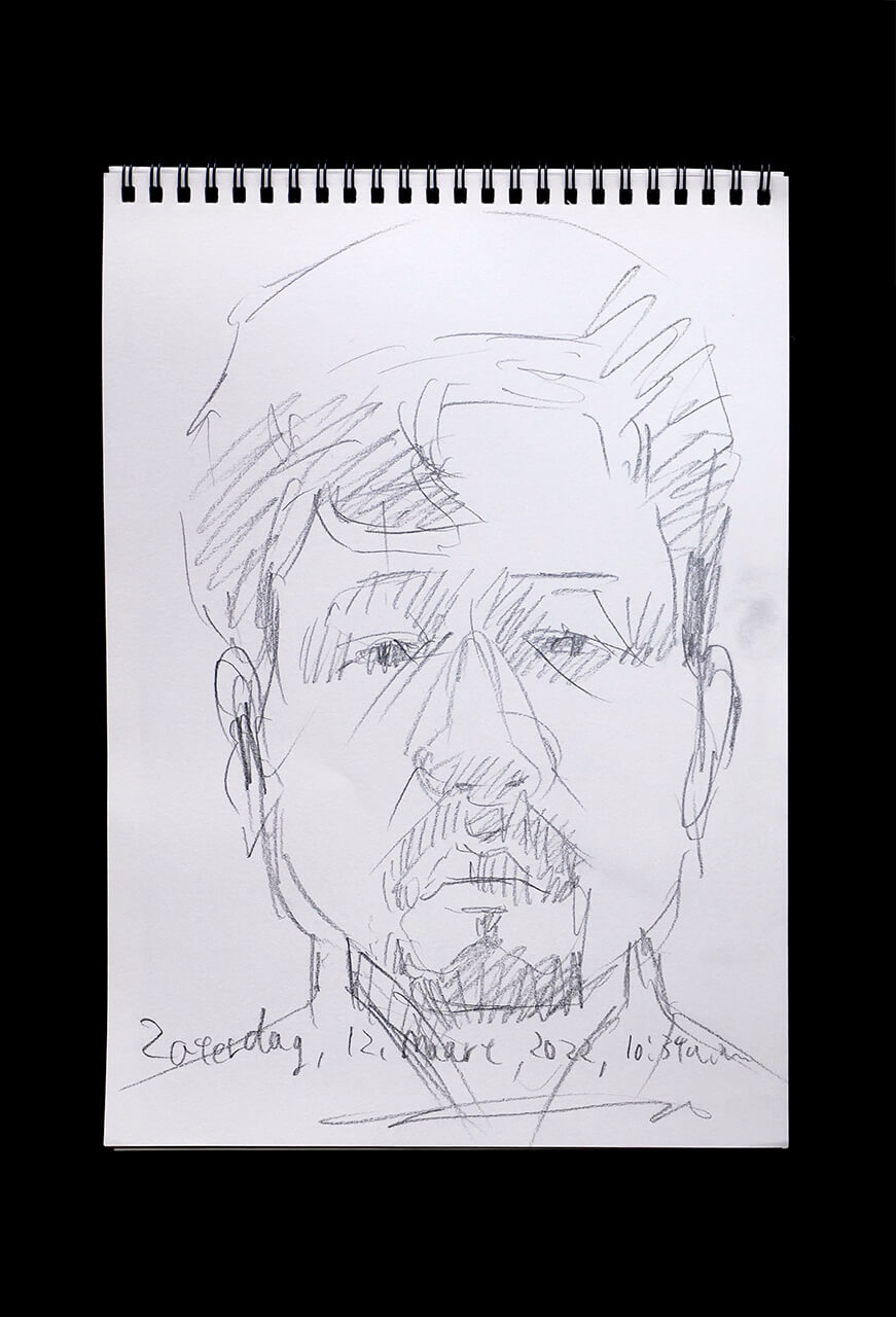 Contemporary artist SHINTAKU Tomoni's 2022/3/12 Self-portrait or pencil drawing