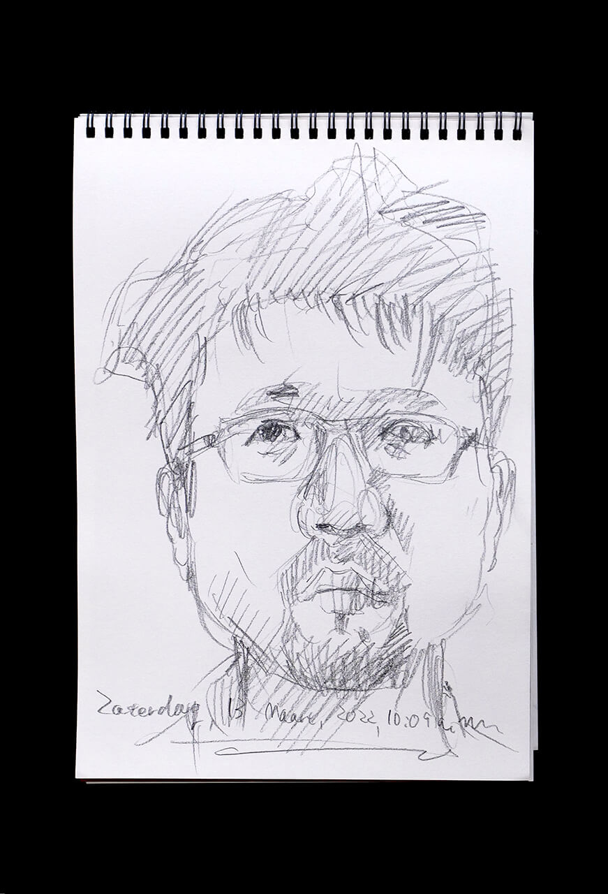 Contemporary artist SHINTAKU Tomoni's 2022/3/13 Self-portrait or pencil drawing