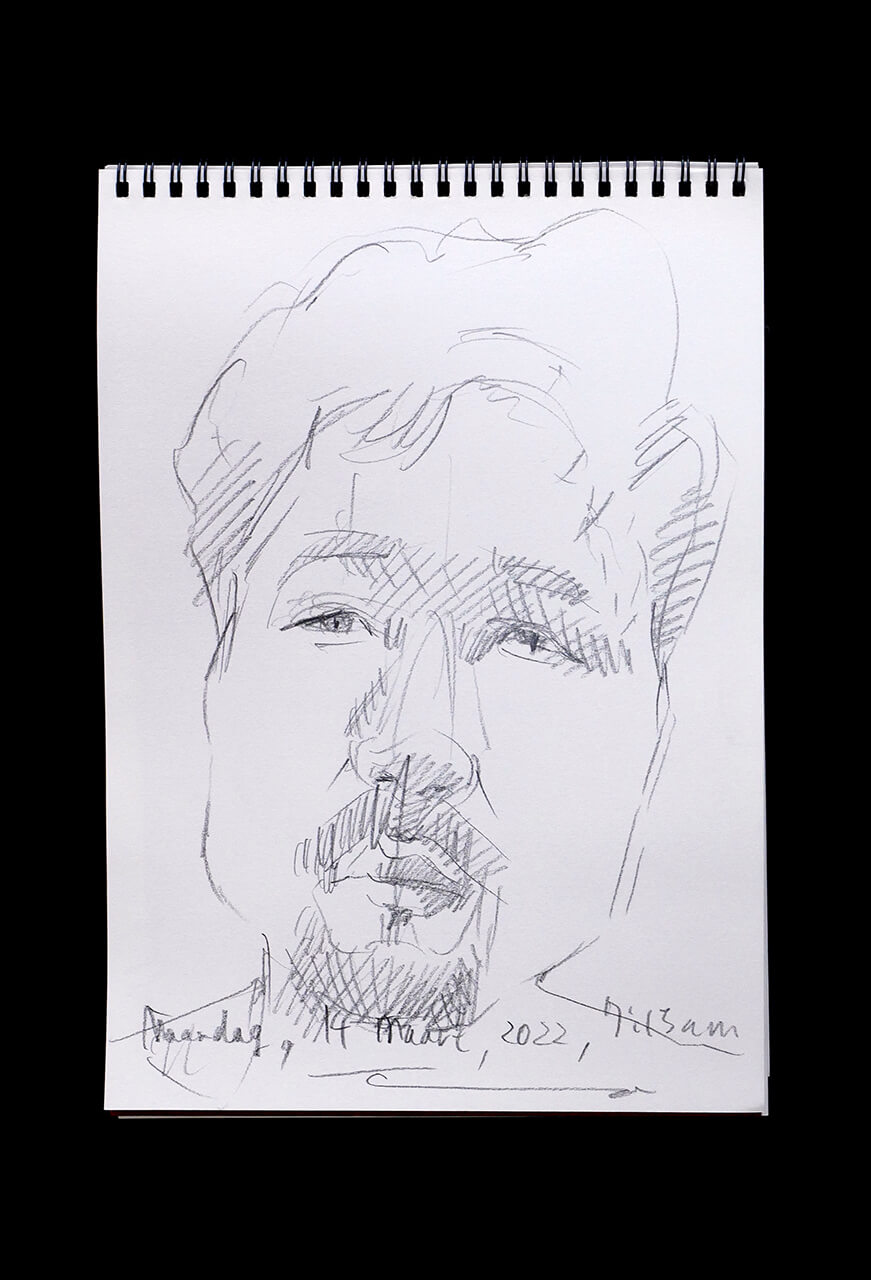 Contemporary artist SHINTAKU Tomoni's 2022/3/14 Self-portrait or pencil drawing