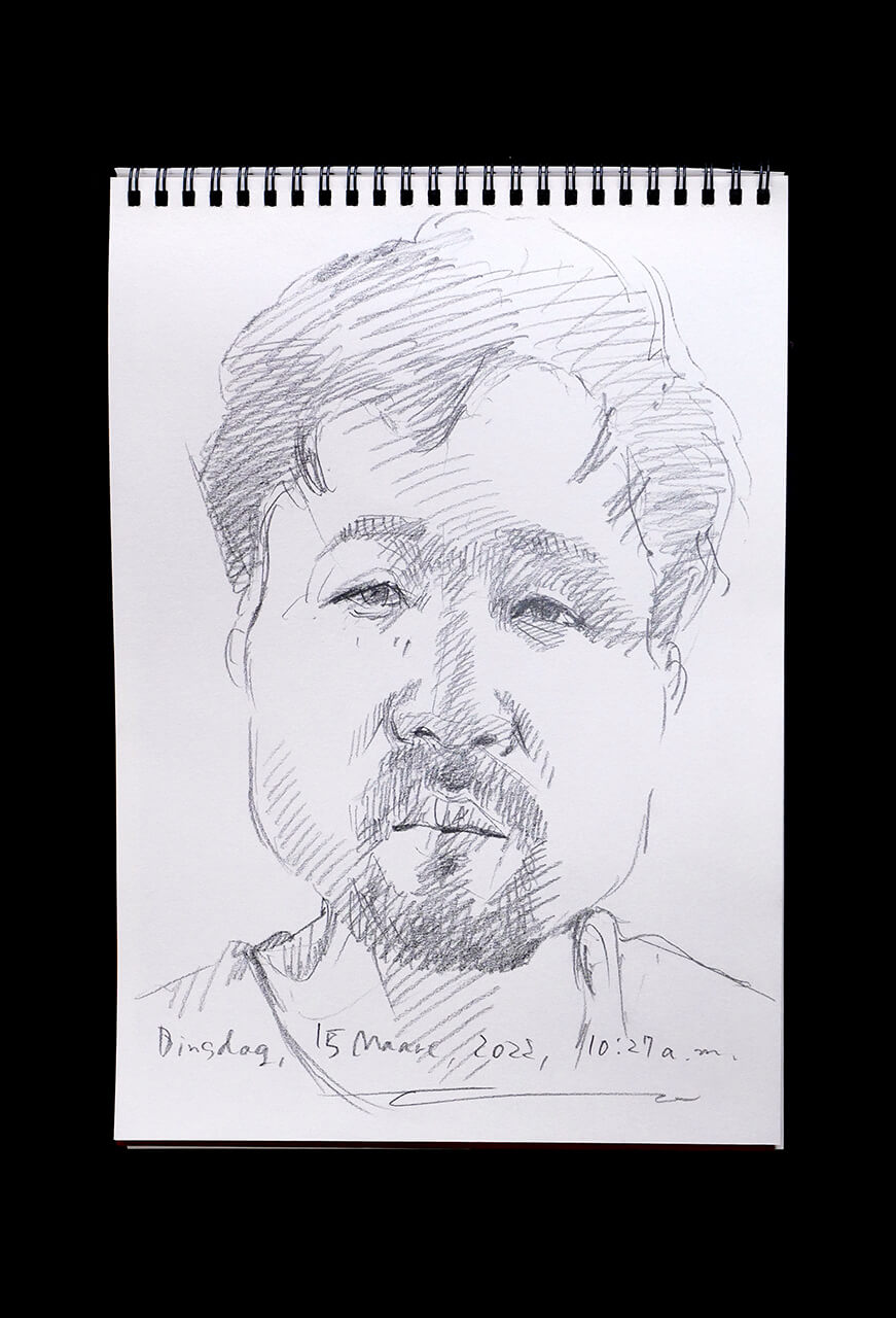 Contemporary artist SHINTAKU Tomoni's 2022/3/15 Self-portrait or pencil drawing