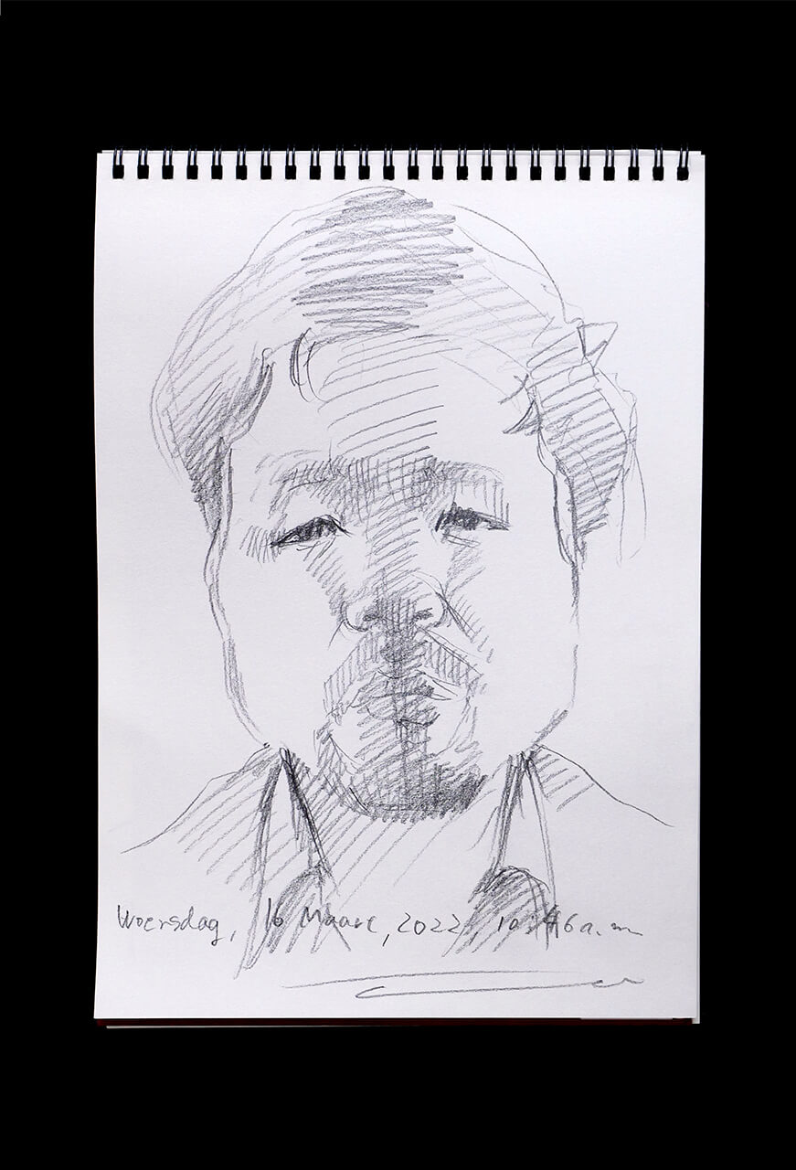 Contemporary artist SHINTAKU Tomoni's 2022/3/16 Self-portrait or pencil drawing