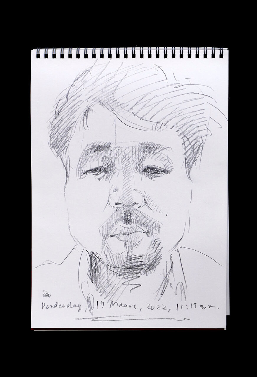 Contemporary artist SHINTAKU Tomoni's 2022/3/17 Self-portrait or pencil drawing