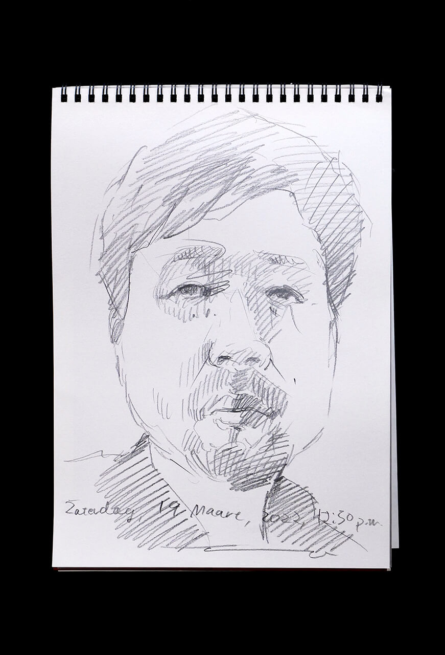 Contemporary artist SHINTAKU Tomoni's 2022/3/19 Self-portrait or pencil drawing