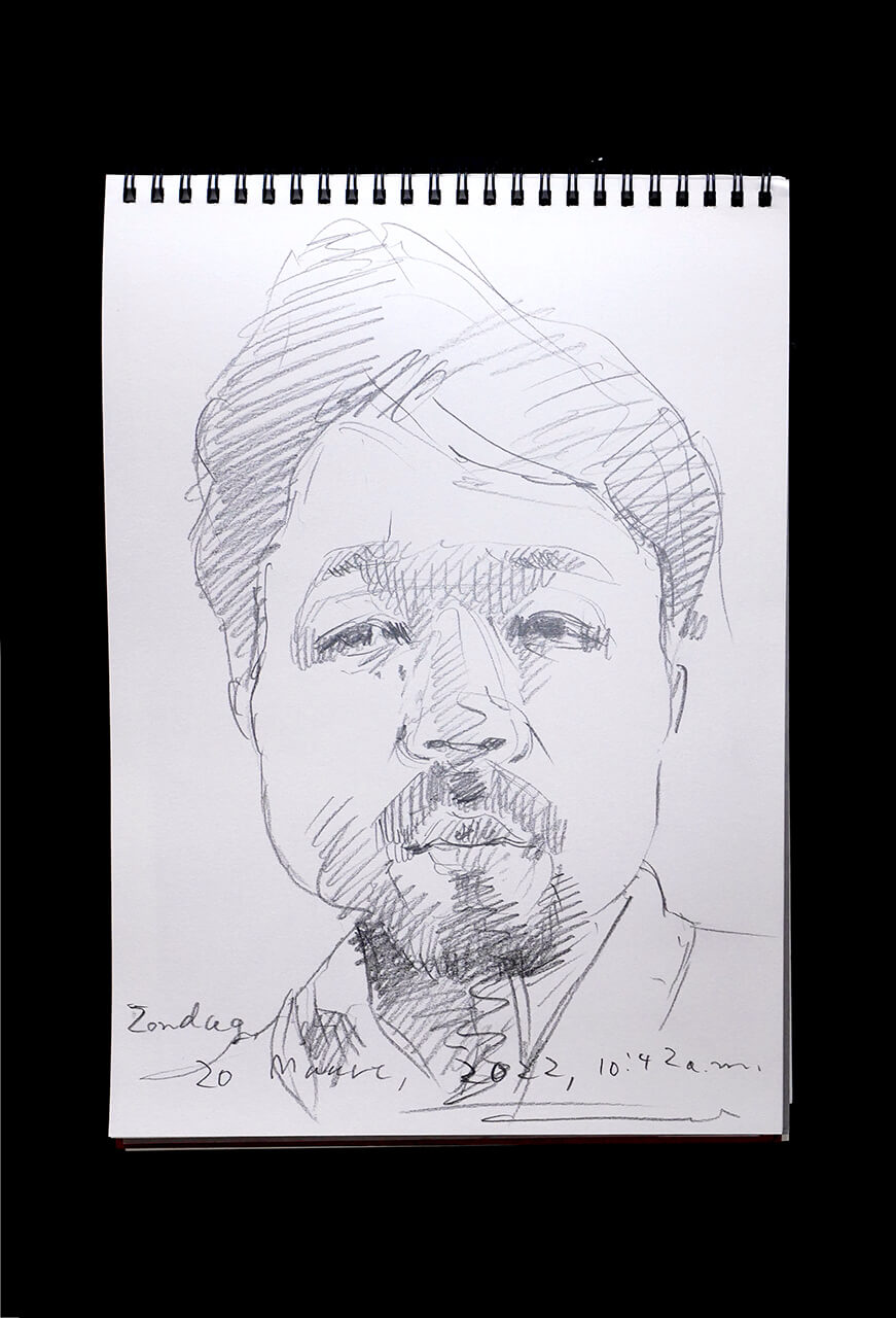Contemporary artist SHINTAKU Tomoni's 2022/3/20 Self-portrait or pencil drawing