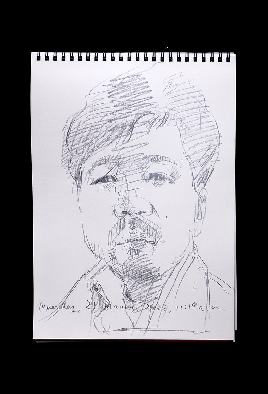 Contemporary artist SHINTAKU Tomoni's 2022/3/21 Self-portrait or pencil drawing