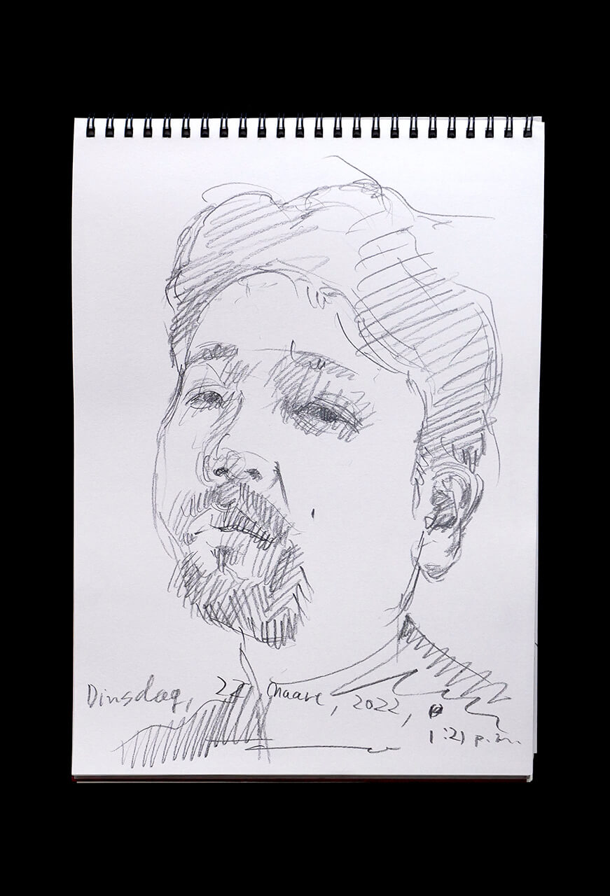 Contemporary artist SHINTAKU Tomoni's 2022/3/22 Self-portrait or pencil drawing