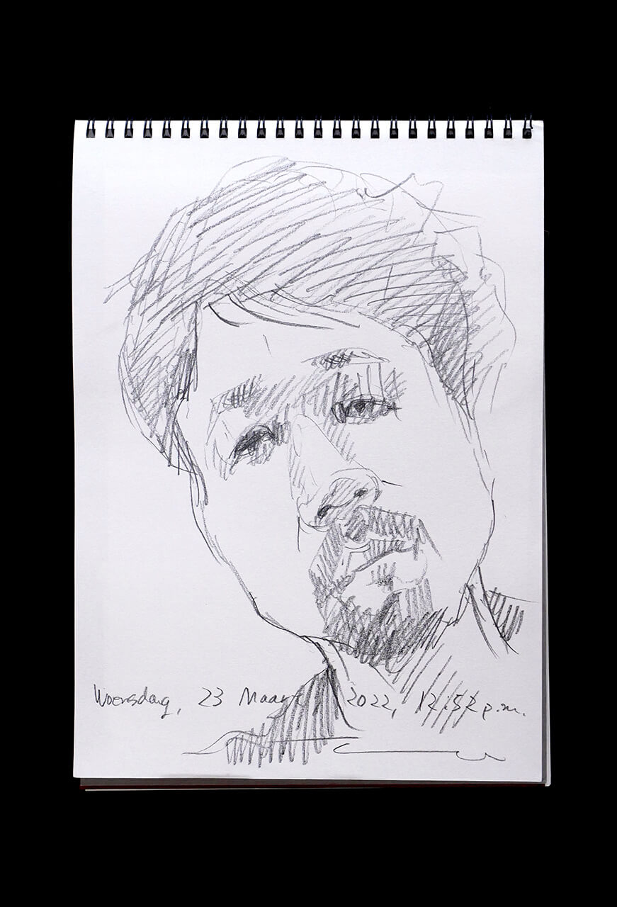 Contemporary artist SHINTAKU Tomoni's 2022/3/23 Self-portrait or pencil drawing
