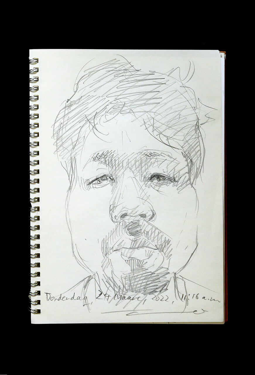 Contemporary artist SHINTAKU Tomoni's 2022/3/24 Self-portrait or pencil drawing