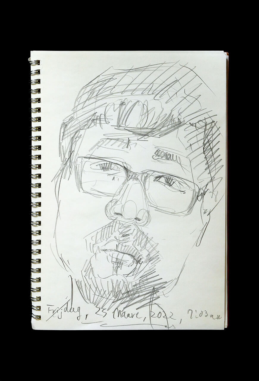 Contemporary artist SHINTAKU Tomoni's 2022/3/25 Self-portrait or pencil drawing