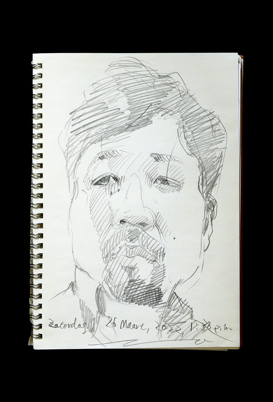 Contemporary artist SHINTAKU Tomoni's 2022/3/26 Self-portrait or pencil drawing