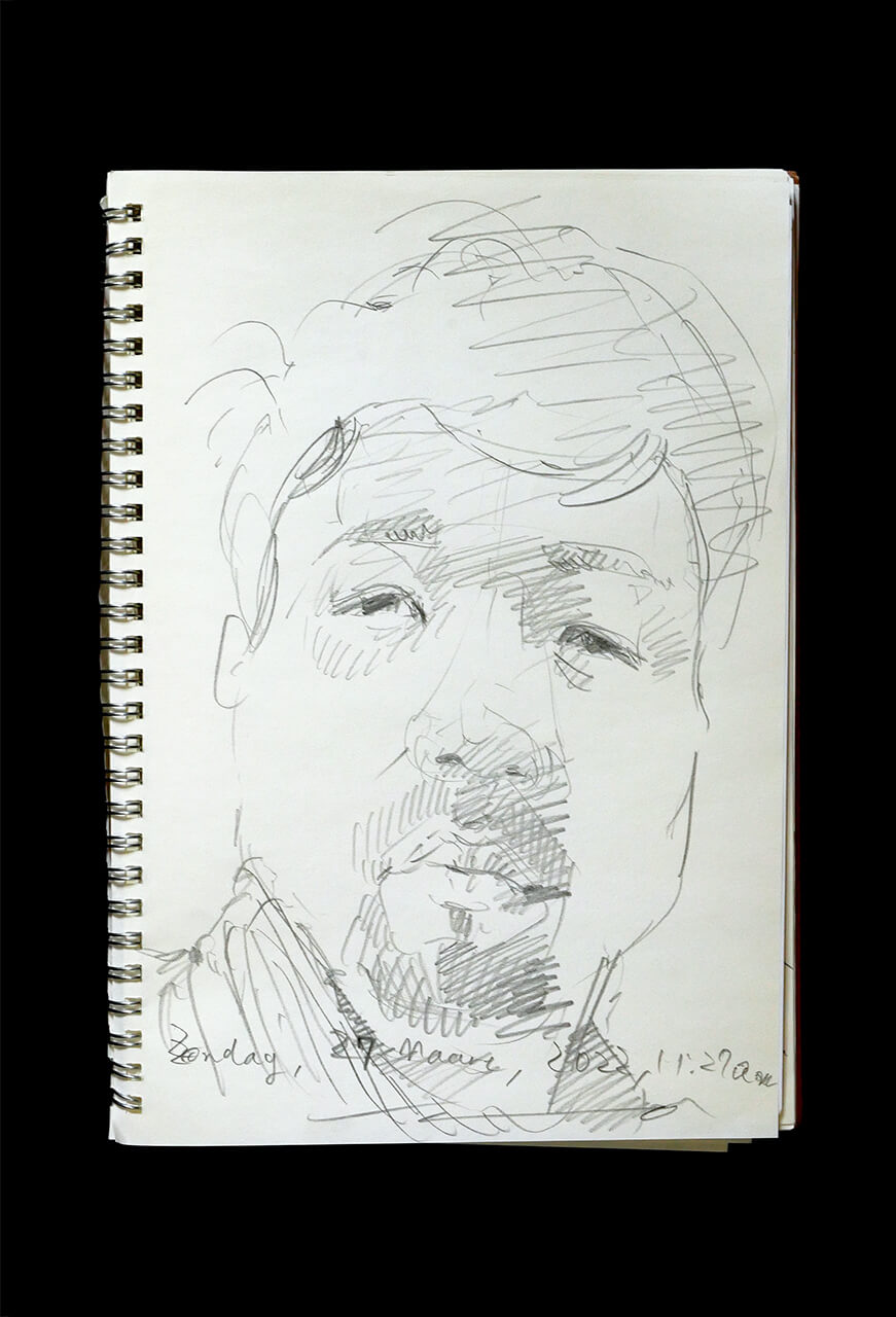 Contemporary artist SHINTAKU Tomoni's 2022/3/27 Self-portrait or pencil drawing