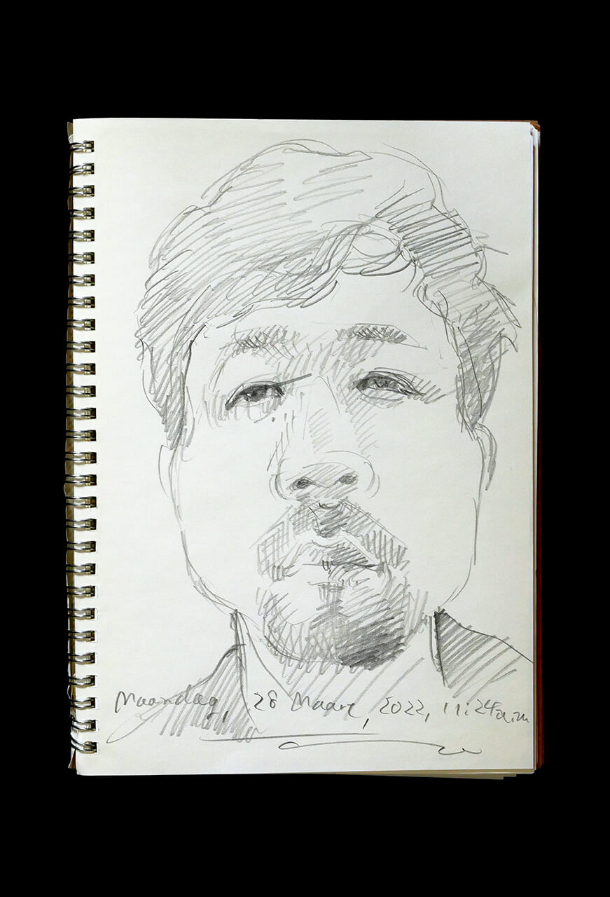 Contemporary artist SHINTAKU Tomoni's 2022/3/28 Self-portrait or pencil drawing