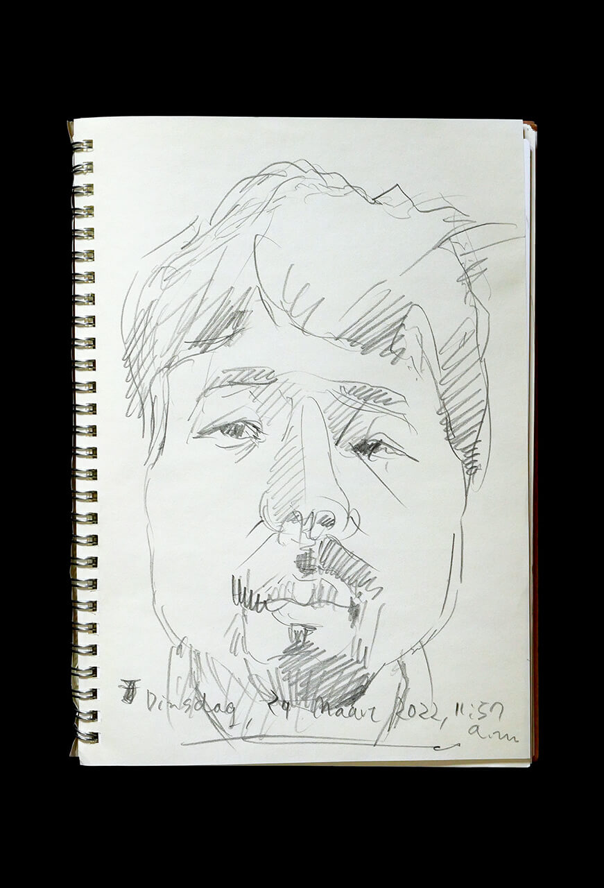 Contemporary artist SHINTAKU Tomoni's 2022/3/29 Self-portrait or pencil drawing