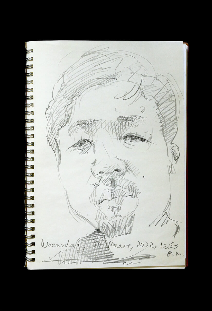 Contemporary artist SHINTAKU Tomoni's 2022/3/30 Self-portrait or pencil drawing