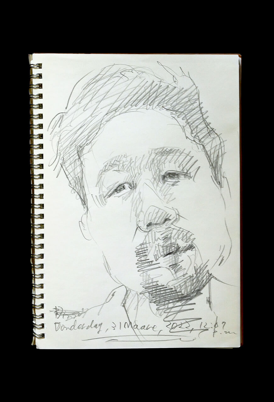 Contemporary artist SHINTAKU Tomoni's 2022/3/31 Self-portrait or pencil drawing