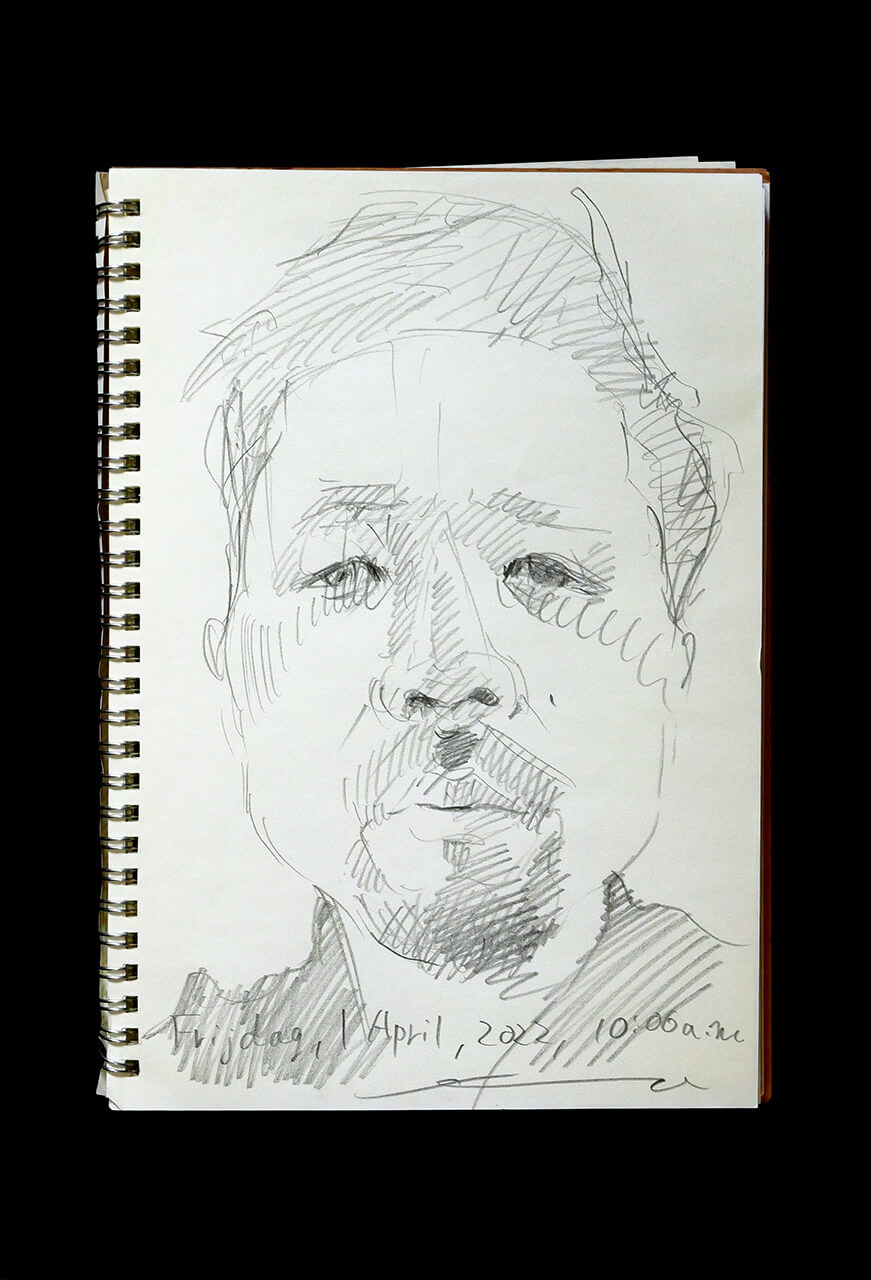 Contemporary artist SHINTAKU Tomoni's 2022/4/1 Self-portrait or pencil drawing