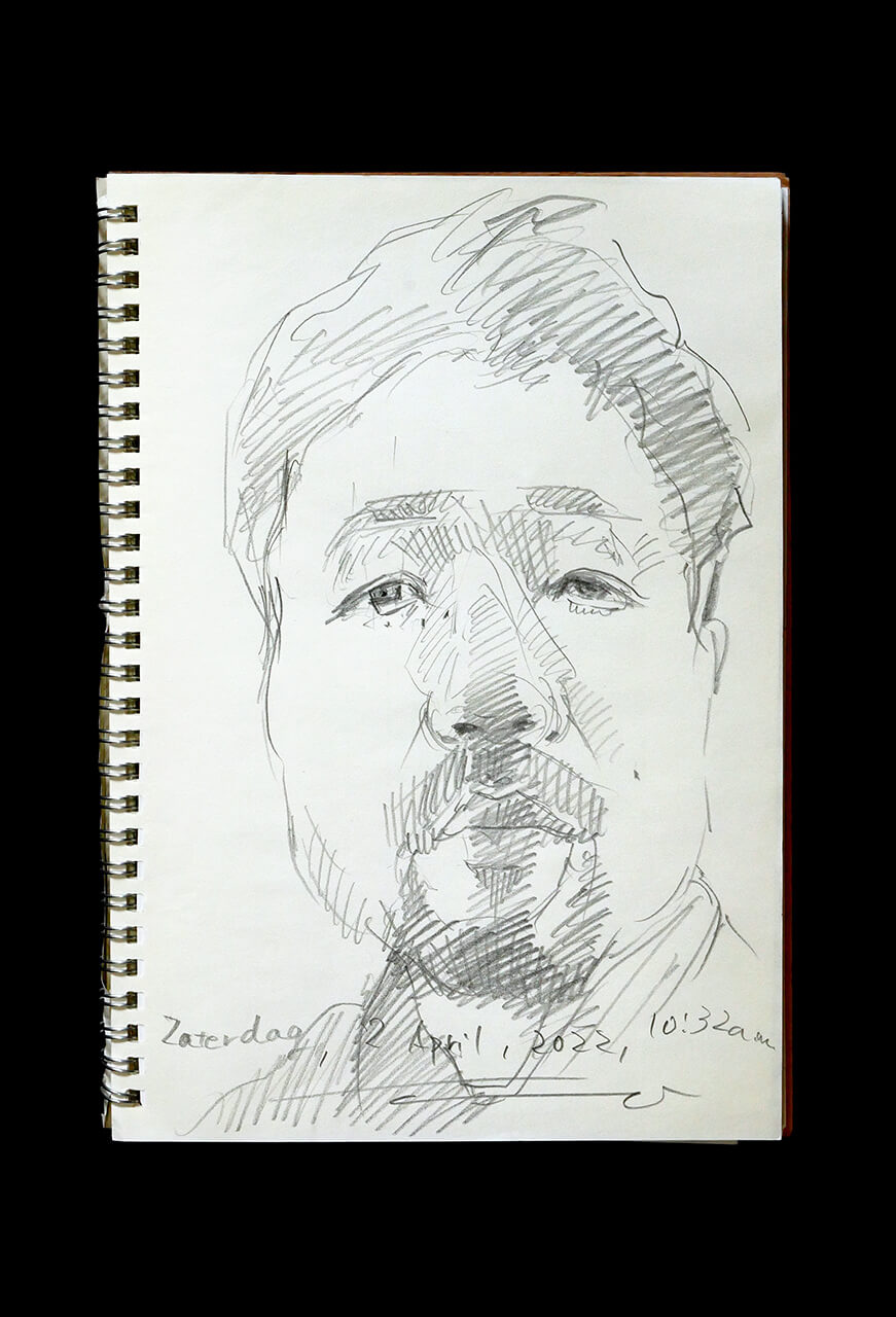 Contemporary artist SHINTAKU Tomoni's 2022/4/2 Self-portrait or pencil drawing