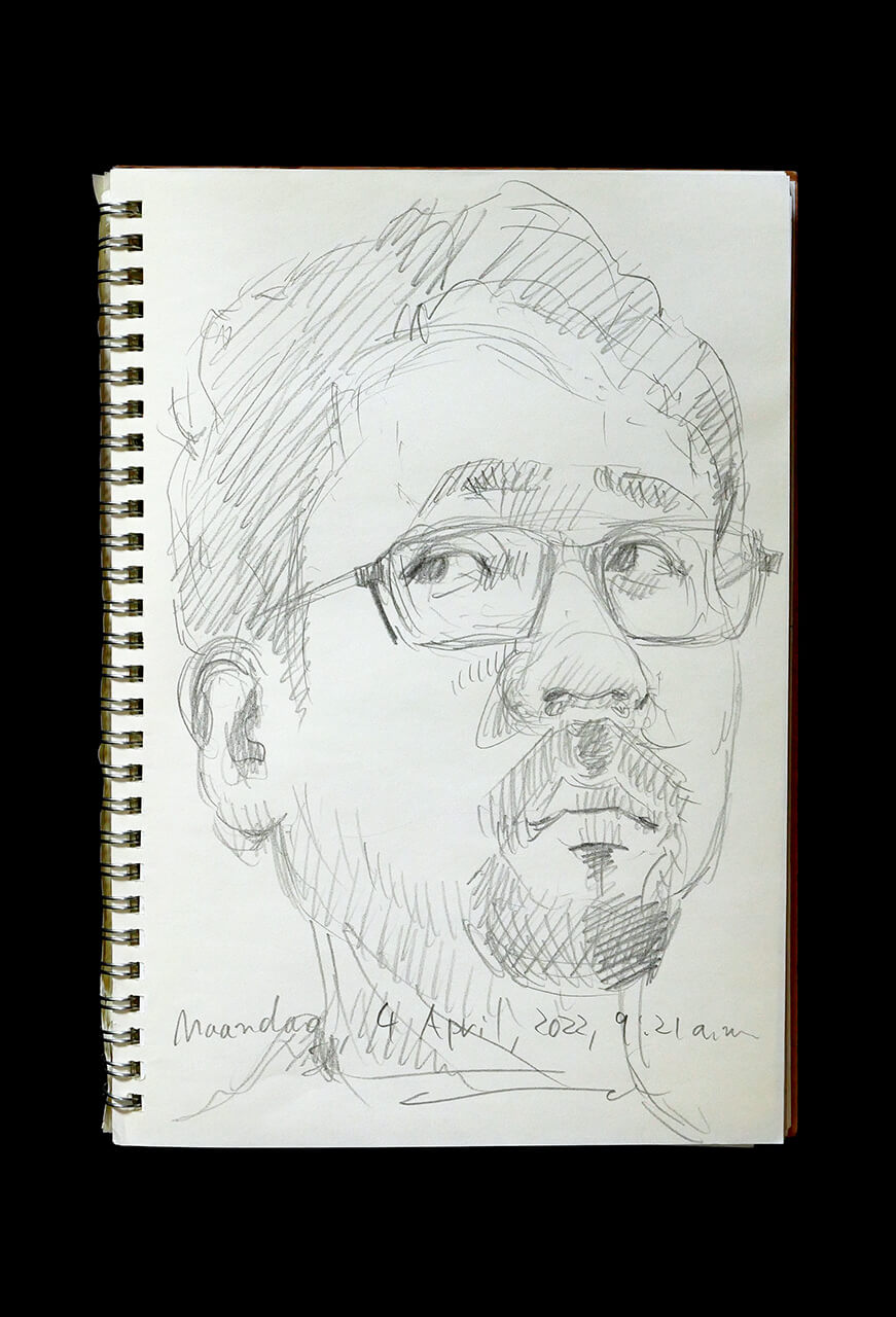 Contemporary artist SHINTAKU Tomoni's 2022/4/4 Self-portrait or pencil drawing