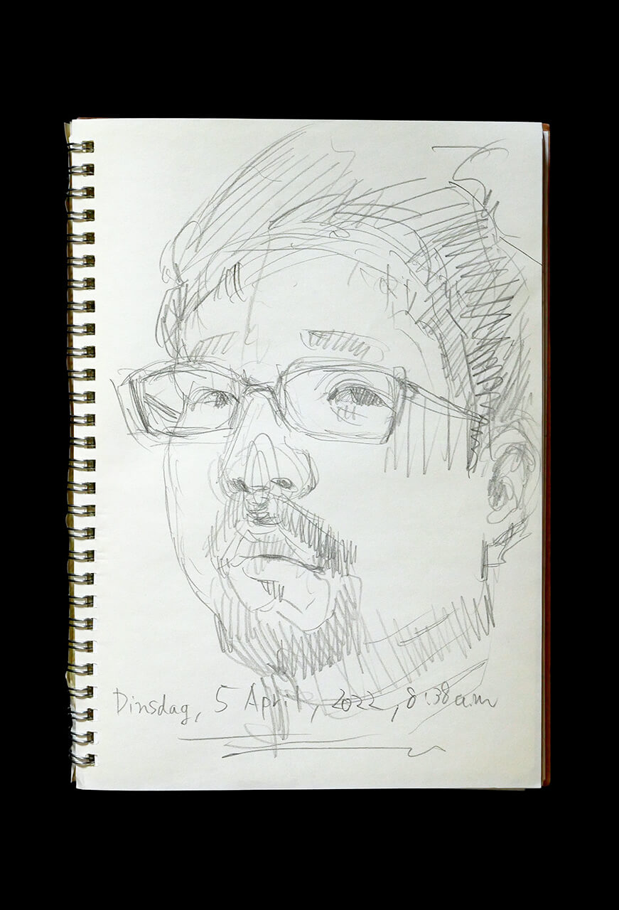 Contemporary artist SHINTAKU Tomoni's 2022/4/5 Self-portrait or pencil drawing