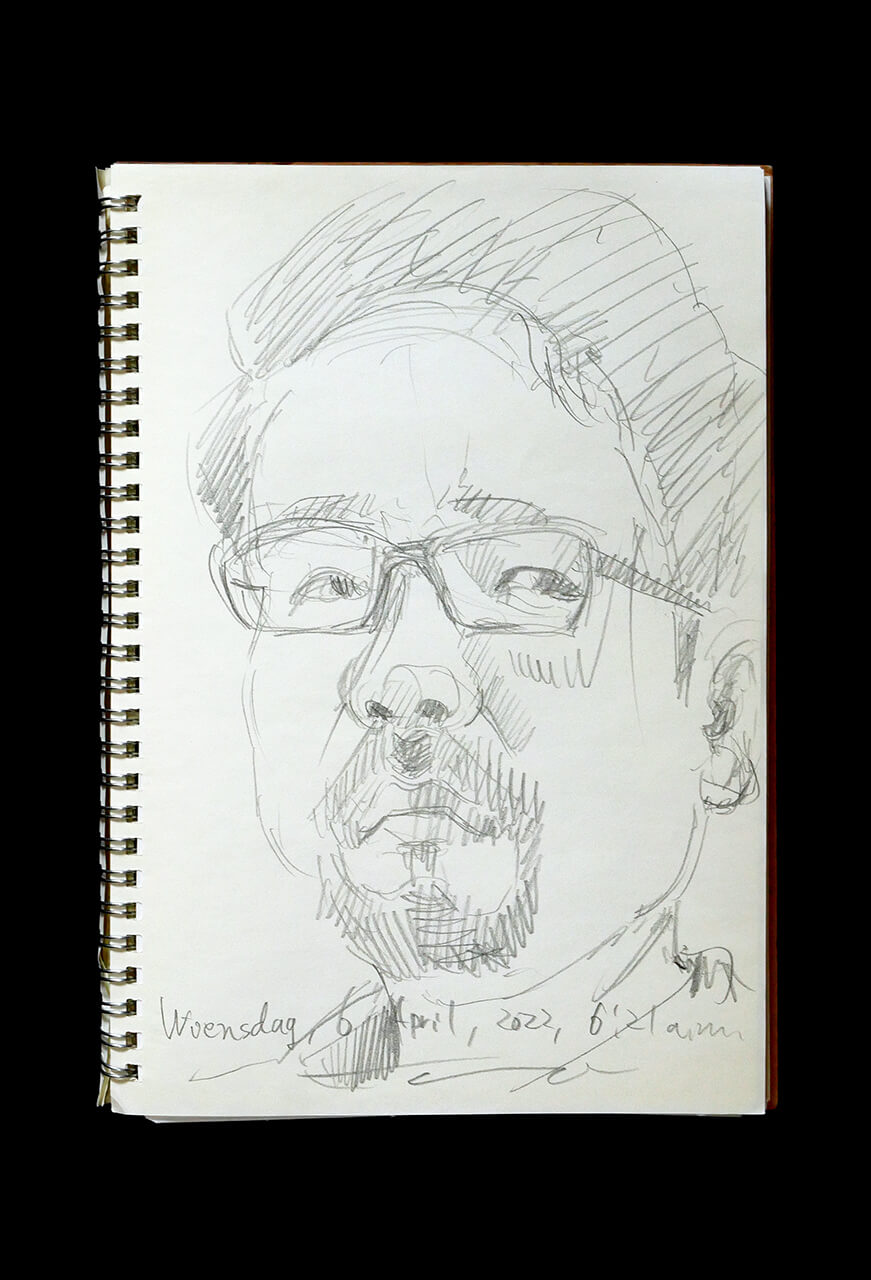 Contemporary artist SHINTAKU Tomoni's 2022/4/6 Self-portrait or pencil drawing