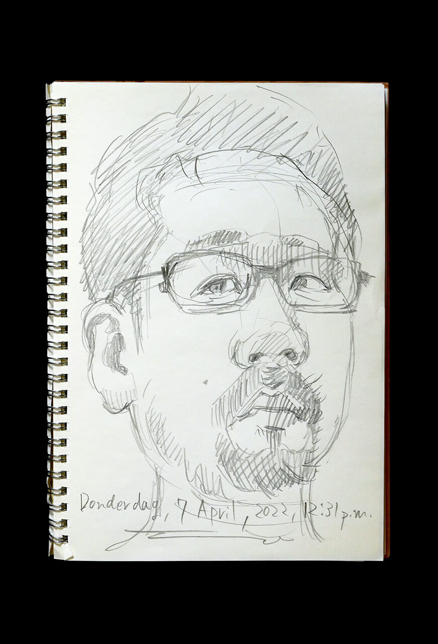 Contemporary artist SHINTAKU Tomoni's 2022/4/7 Self-portrait or pencil drawing