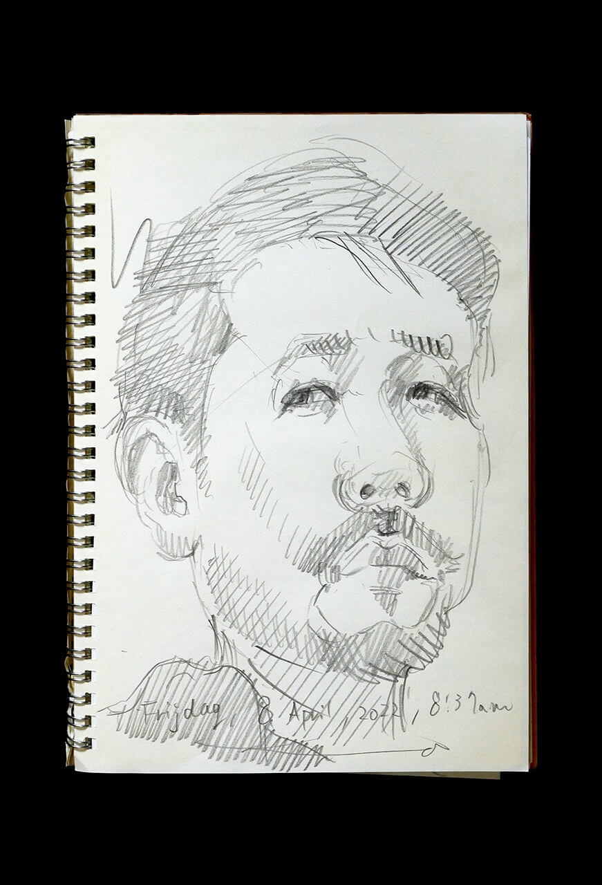 Contemporary artist SHINTAKU Tomoni's 2022/4/8 Self-portrait or pencil drawing