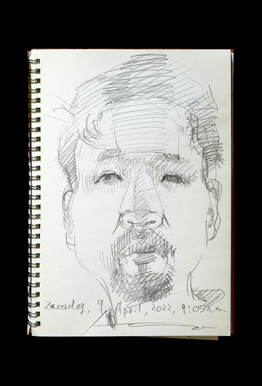 Contemporary artist SHINTAKU Tomoni's 2022/4/9 Self-portrait or pencil drawing