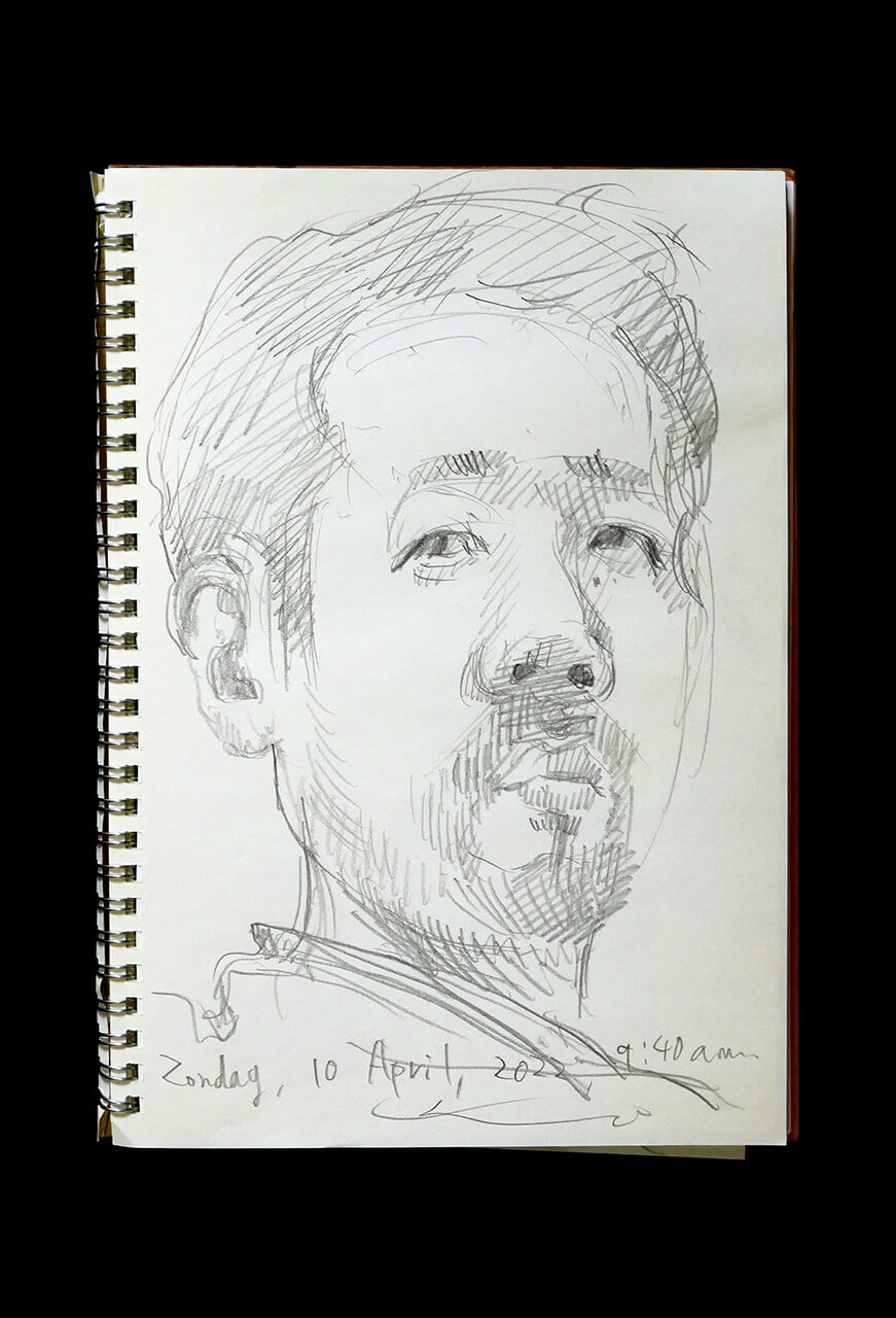 Contemporary artist SHINTAKU Tomoni's 2022/4/10 Self-portrait or pencil drawing