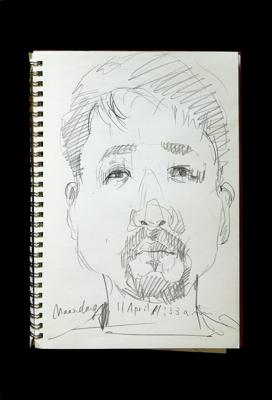 Contemporary artist SHINTAKU Tomoni's 2022/4/11 Self-portrait or pencil drawing