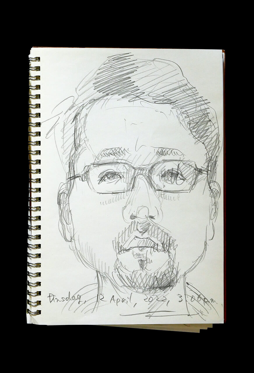 Contemporary artist SHINTAKU Tomoni's 2022/4/12 Self-portrait or pencil drawing