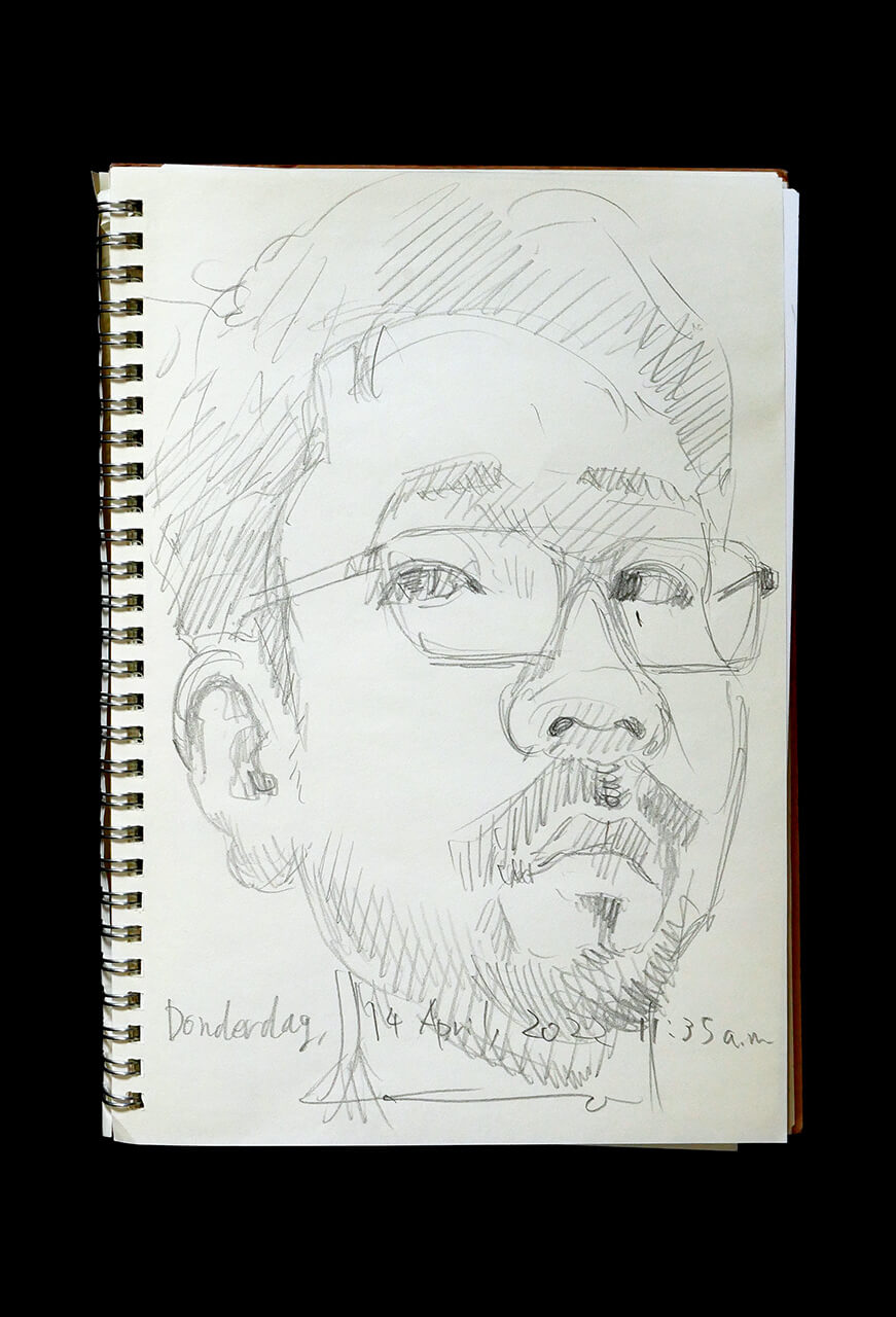Contemporary artist SHINTAKU Tomoni's 2022/4/14 Self-portrait or pencil drawing