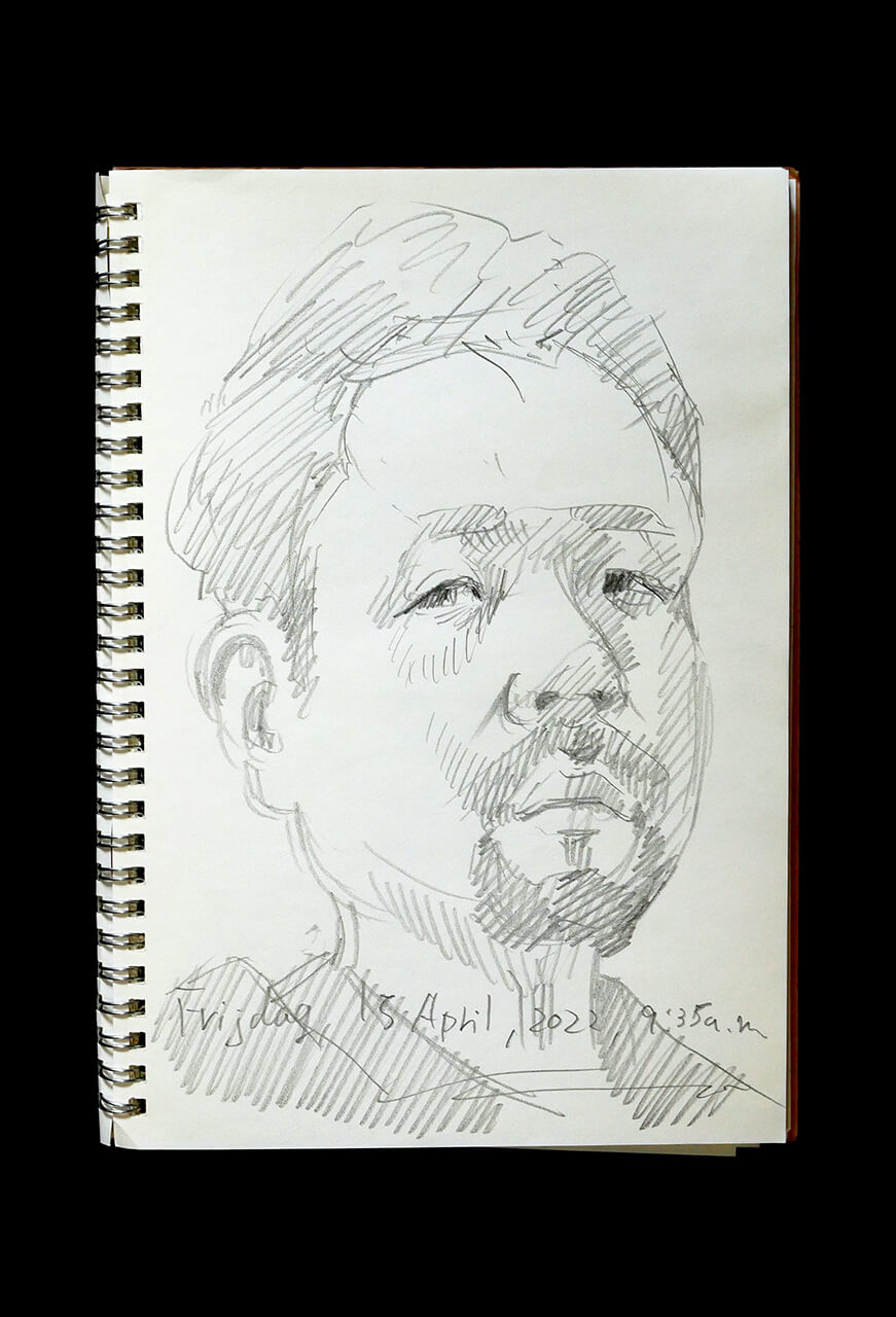 Contemporary artist SHINTAKU Tomoni's 2022/4/15 Self-portrait or pencil drawing