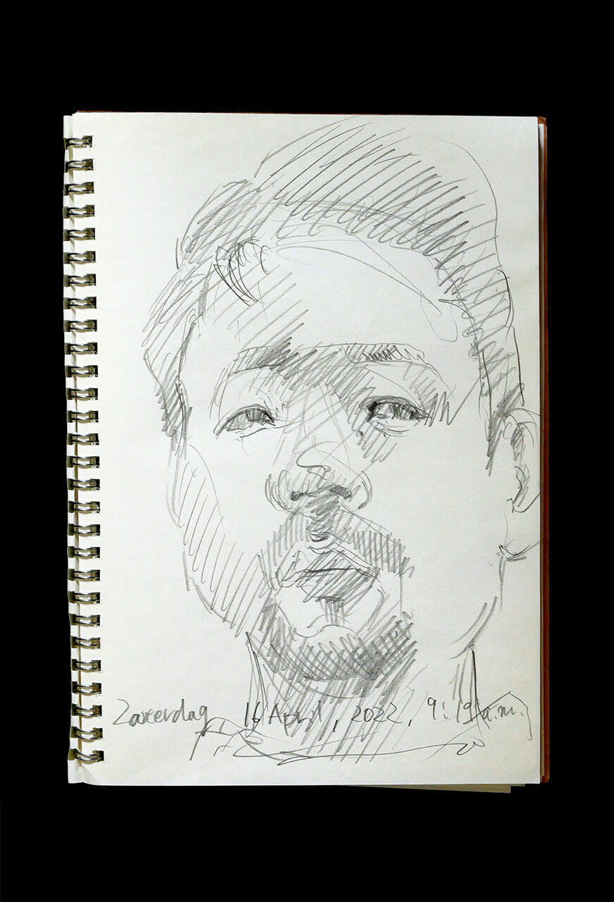 Contemporary artist SHINTAKU Tomoni's 2022/4/16 Self-portrait or pencil drawing