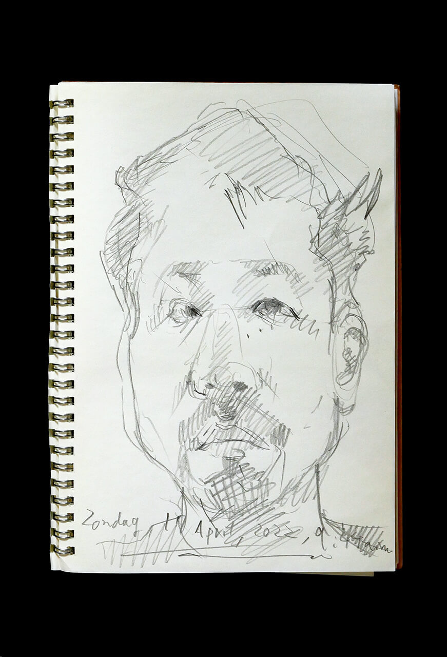 Contemporary artist SHINTAKU Tomoni's 2022/4/17 Self-portrait or pencil drawing