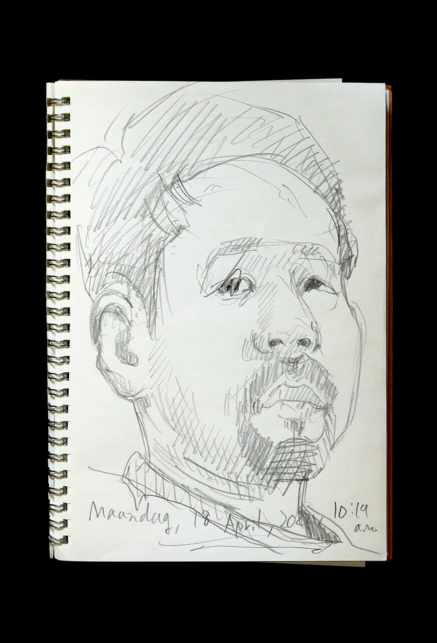 Contemporary artist SHINTAKU Tomoni's 2022/4/18 Self-portrait or pencil drawing