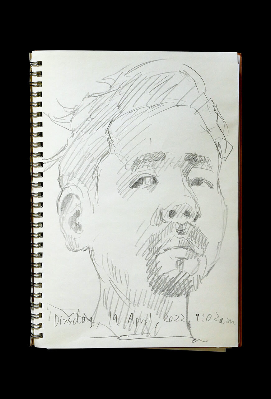 Contemporary artist SHINTAKU Tomoni's 2022/4/19 Self-portrait or pencil drawing