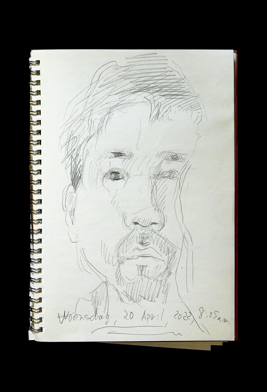 Contemporary artist SHINTAKU Tomoni's 2022/4/20 Self-portrait or pencil drawing