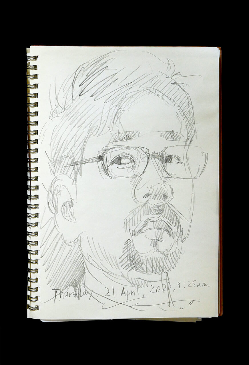 Contemporary artist SHINTAKU Tomoni's 2022/4/21 Self-portrait or pencil drawing