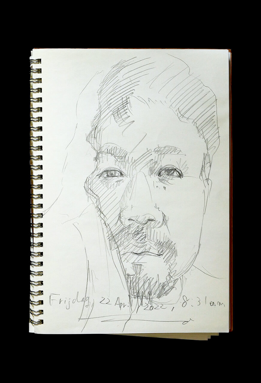 Contemporary artist SHINTAKU Tomoni's 2022/4/22 Self-portrait or pencil drawing