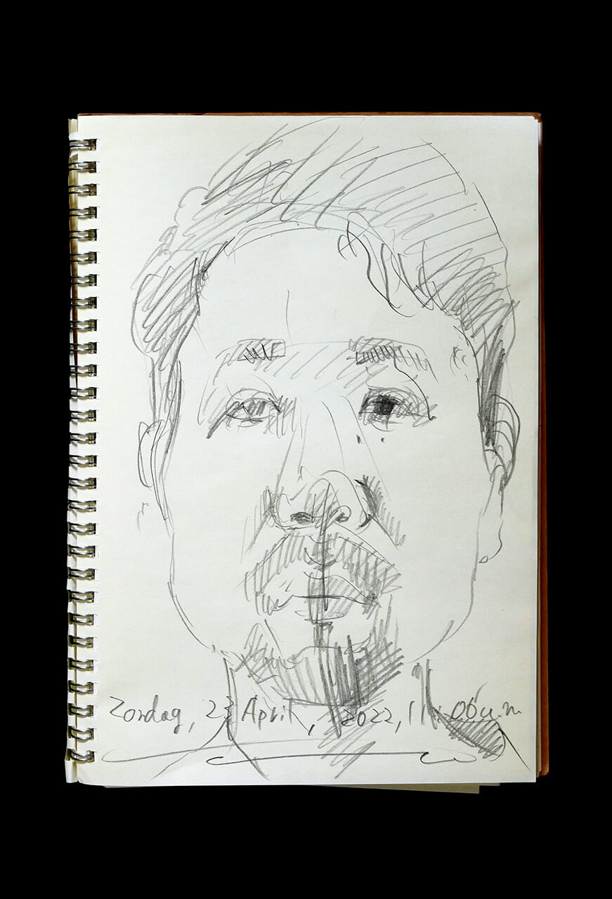 Contemporary artist SHINTAKU Tomoni's 2022/4/23 Self-portrait or pencil drawing