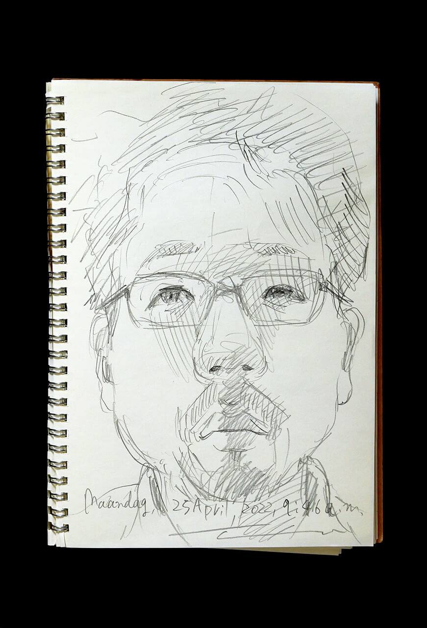 Contemporary artist SHINTAKU Tomoni's 2022/4/25 Self-portrait or pencil drawing
