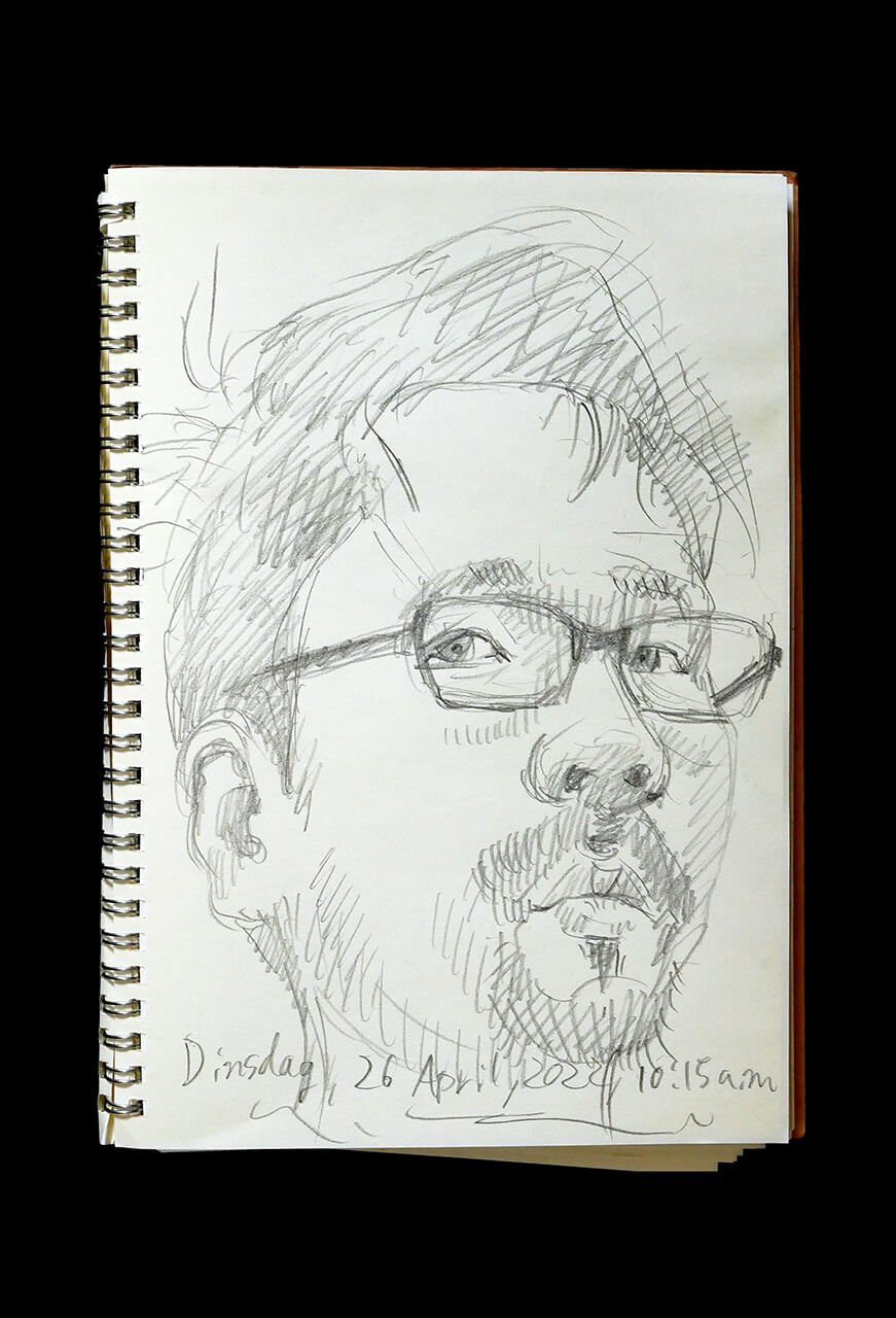 Contemporary artist SHINTAKU Tomoni's 2022/4/26 Self-portrait or pencil drawing