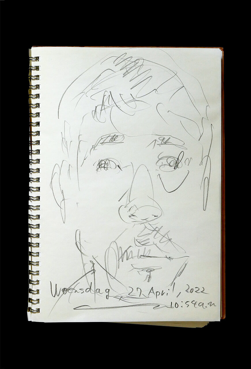 Contemporary artist SHINTAKU Tomoni's 2022/4/27 Self-portrait or pencil drawing