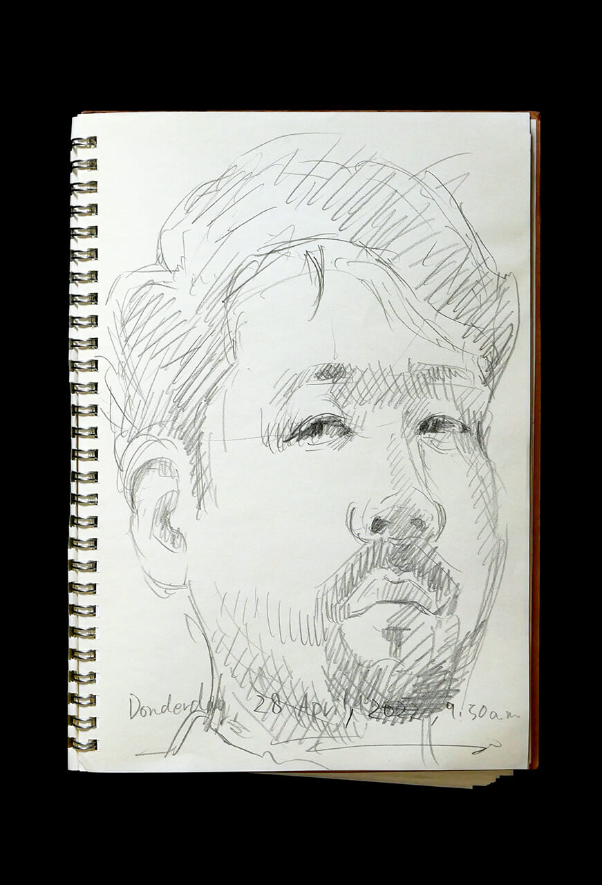 Contemporary artist SHINTAKU Tomoni's 2022/4/28 Self-portrait or pencil drawing