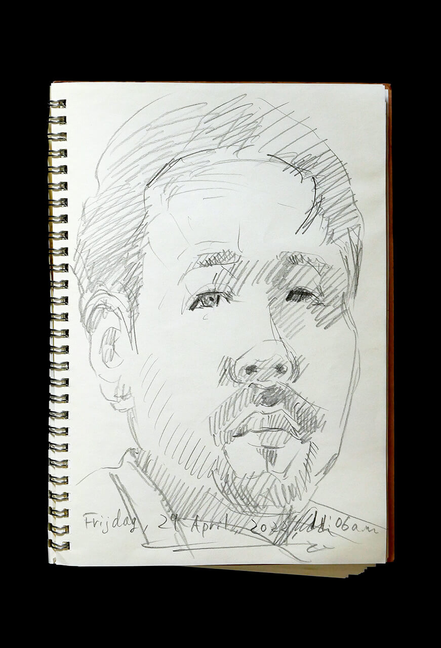 Contemporary artist SHINTAKU Tomoni's 2022/4/29 Self-portrait or pencil drawing