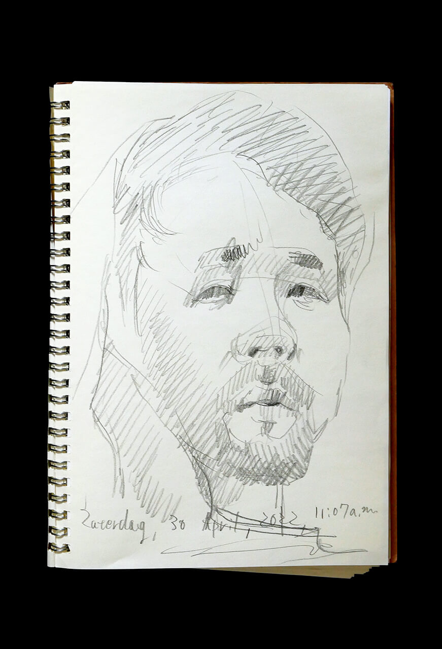 Contemporary artist SHINTAKU Tomoni's 2022/4/30 Self-portrait or pencil drawing