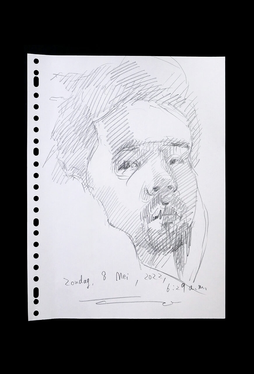 Contemporary artist SHINTAKU Tomoni's 2022/5/8 Self-portrait or pencil drawing