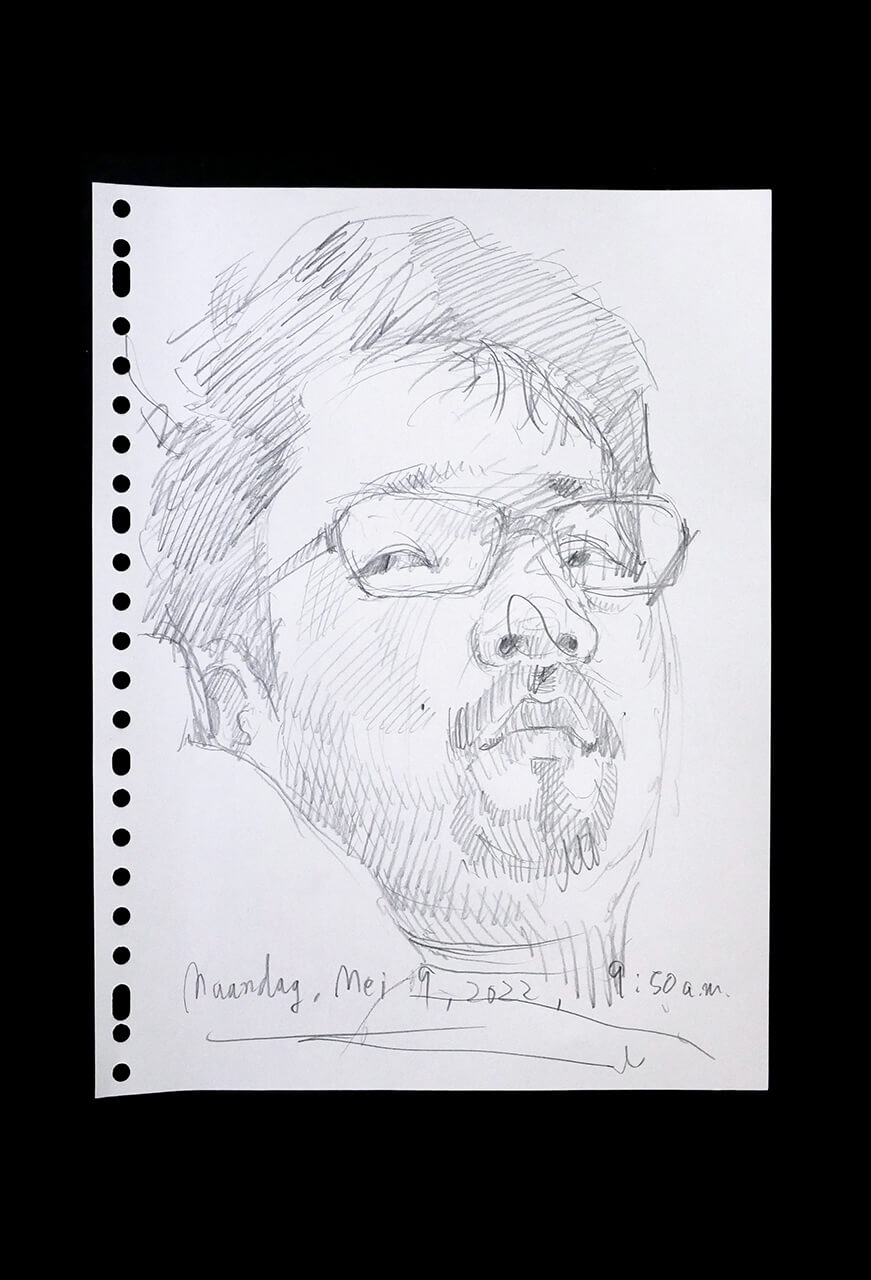 Contemporary artist SHINTAKU Tomoni's 2022/5/9 Self-portrait or pencil drawing
