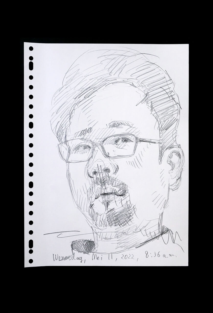 Contemporary artist SHINTAKU Tomoni's 2022/5/11 Self-portrait or pencil drawing