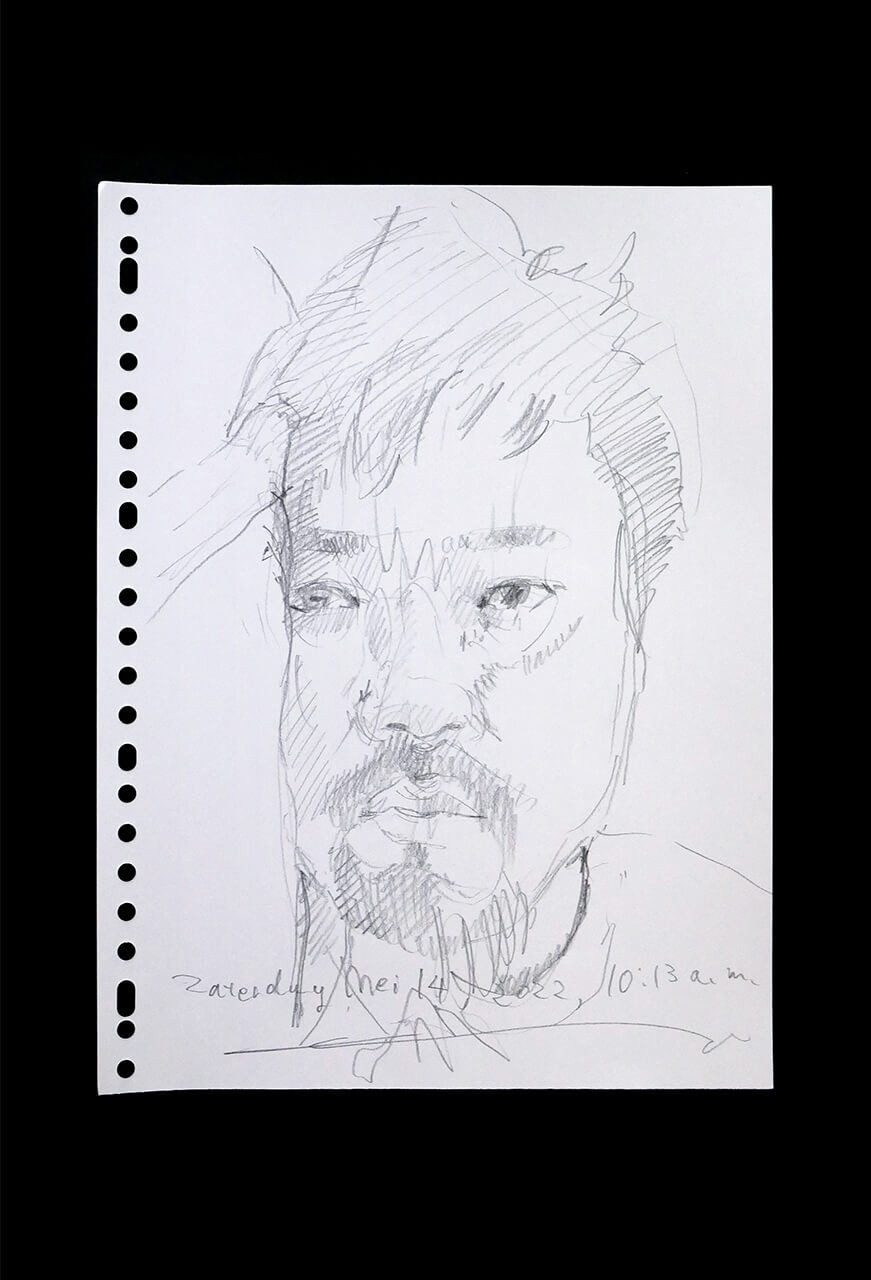 Contemporary artist SHINTAKU Tomoni's 2022/5/14 Self-portrait or pencil drawing
